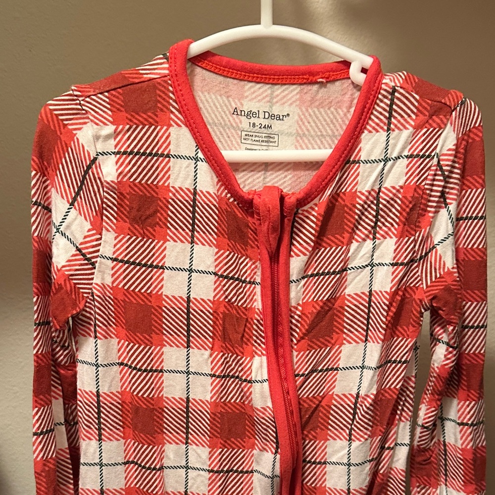 Angel Dear Red and White Plaid Baby bamboo jammies